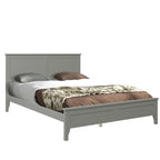 Cama con Plataforma y Cabecero de Listones Blanco/Gris – Matrimonial/Queen, Capacidad para 1–2 Personas