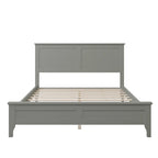 Cama con Plataforma y Cabecero de Listones Blanco/Gris – Matrimonial/Queen, Capacidad para 1–2 Personas