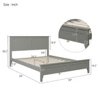Cama con Plataforma y Cabecero de Listones Blanco/Gris – Matrimonial/Queen, Capacidad para 1–2 Personas