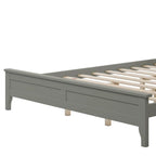 Cama con Plataforma y Cabecero de Listones Blanco/Gris – Matrimonial/Queen, Capacidad para 1–2 Personas