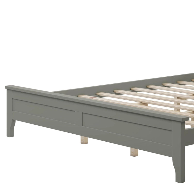 Cama con Plataforma y Cabecero de Listones Blanco/Gris – Matrimonial/Queen, Capacidad para 1–2 Personas