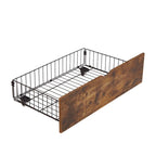 Cama de plataforma metálica tamaño King, marrón y negra, con luces LED, cabecero de madera y 2 cajones de almacenamiento