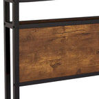 Cama de plataforma metálica tamaño King, marrón y negra, con luces LED, cabecero de madera y 2 cajones de almacenamiento