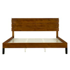 Cama King tipo plataforma, marrón, de estilo moderno de mediados de siglo, 1 persona