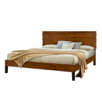 Cama King tipo plataforma, marrón, de estilo moderno de mediados de siglo, 1 persona
