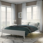 Cama Plataforma Blanca Tamaño Queen de Madera Sólida Moderna con Acabado Resistente al Desgaste