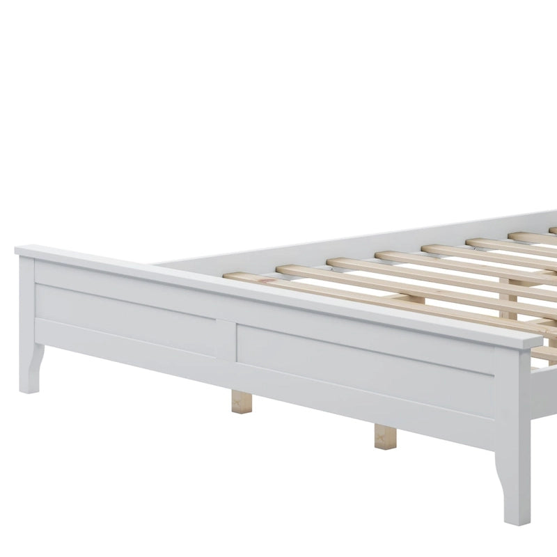Cama Plataforma Blanca Tamaño Queen de Madera Sólida Moderna con Acabado Resistente al Desgaste