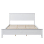 Cama Plataforma Blanca Tamaño Queen de Madera Sólida Moderna con Acabado Resistente al Desgaste