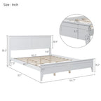 Cama Plataforma Blanca Tamaño Queen de Madera Sólida Moderna con Acabado Resistente al Desgaste