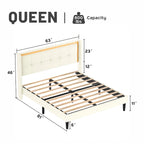 Base de cama blanca tamaño queen con alta capacidad de carga