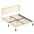 Base de cama blanca tamaño queen con alta capacidad de carga