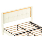 Base de cama blanca tamaño queen con alta capacidad de carga