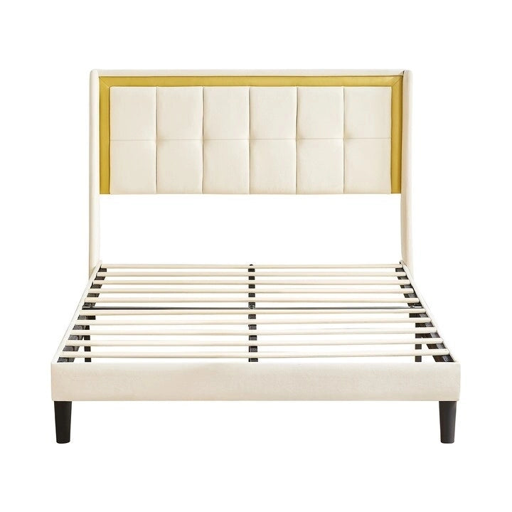 Base de cama blanca tamaño queen con alta capacidad de carga
