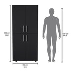 Armario ropero de 4 puertas blanco/negro con 6 estantes y 2 barras para colgar