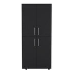 Armario ropero de 4 puertas blanco/negro con 6 estantes y 2 barras para colgar
