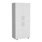 Armario ropero de 4 puertas blanco/negro con 6 estantes y 2 barras para colgar