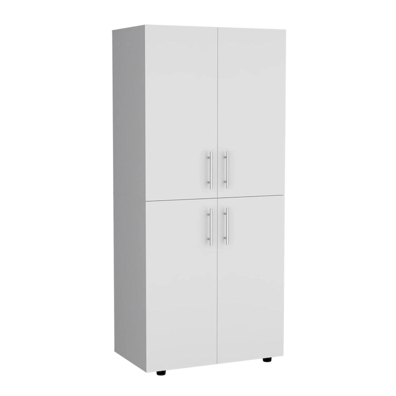 Armario ropero de 4 puertas blanco/negro con 6 estantes y 2 barras para colgar