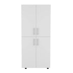 Armario ropero de 4 puertas blanco/negro con 6 estantes y 2 barras para colgar