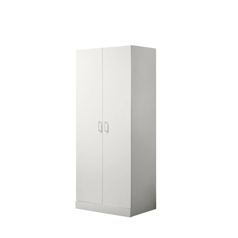 Armario blanco de doble puerta con estante y barra para colgar – 1 persona