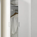 Armario blanco de doble puerta con estante y barra para colgar – 1 persona