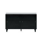 Cómoda de ratán de 6 cajones negra/natural con tiradores de metal y patas de madera – 1 persona