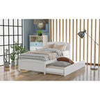 Cama doble de plataforma de pino blanco con nido y cabecero – para 1