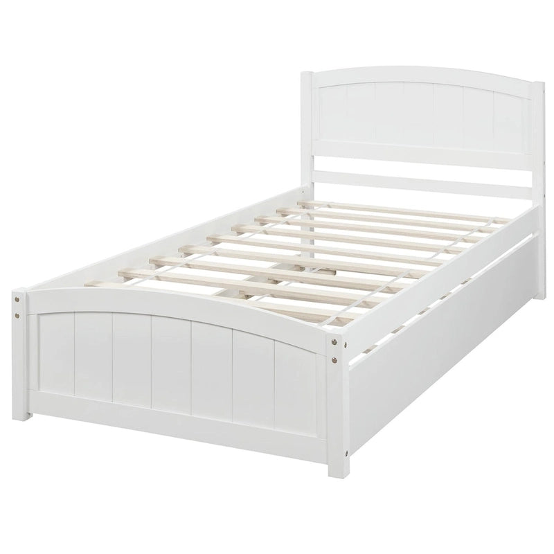 Cama doble de plataforma de pino blanco con nido y cabecero – para 1