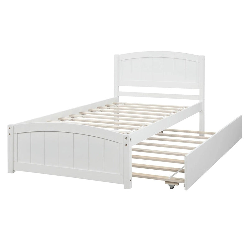 Cama doble de plataforma de pino blanco con nido y cabecero – para 1