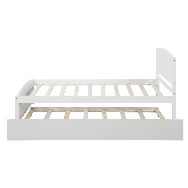 Cama doble de plataforma de pino blanco con nido y cabecero – para 1