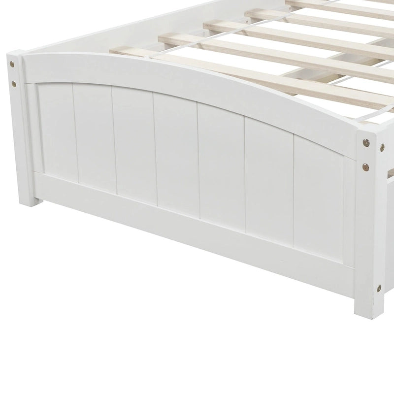 Cama doble de plataforma de pino blanco con nido y cabecero – para 1