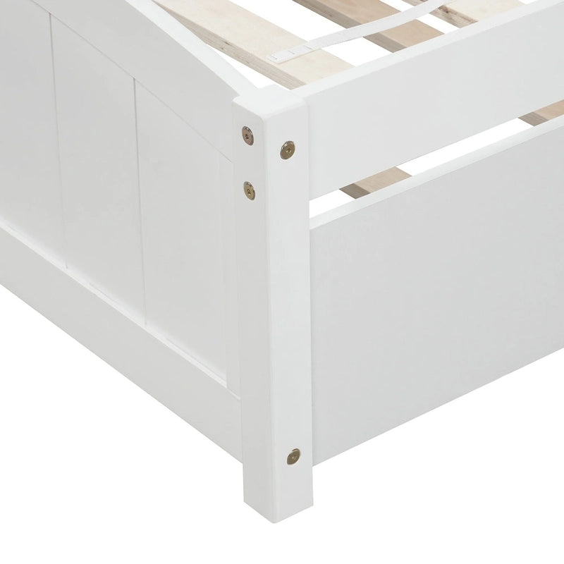 Cama doble de plataforma de pino blanco con nido y cabecero – para 1