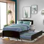 Cama doble de plataforma de pino blanco con nido y cabecero – para 1