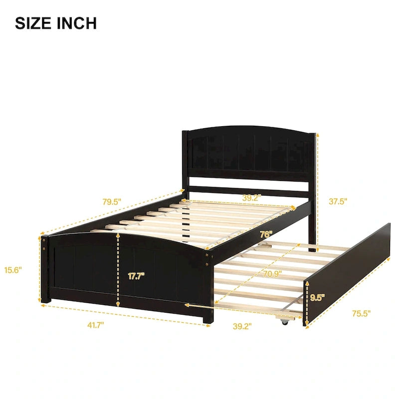 Cama doble de plataforma de pino blanco con nido y cabecero – para 1