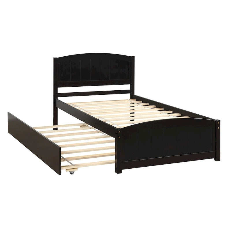 Cama doble de plataforma de pino blanco con nido y cabecero – para 1