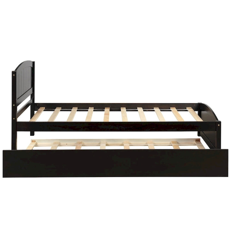 Cama doble de plataforma de pino blanco con nido y cabecero – para 1