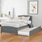 Cama doble de plataforma de pino blanco con nido y cabecero – para 1