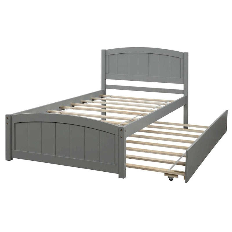Cama doble de plataforma de pino blanco con nido y cabecero – para 1