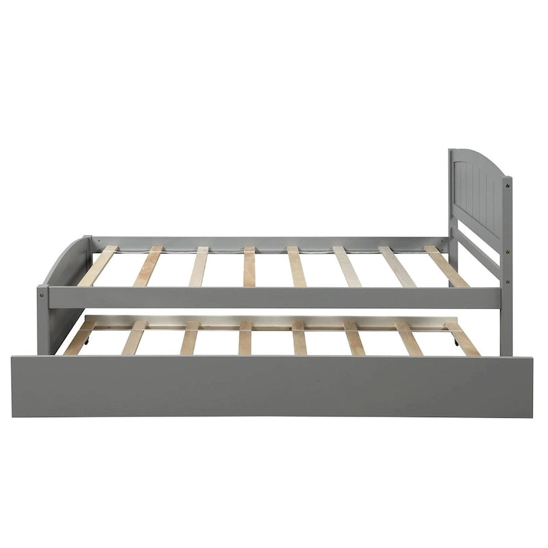 Cama doble de plataforma de pino blanco con nido y cabecero – para 1