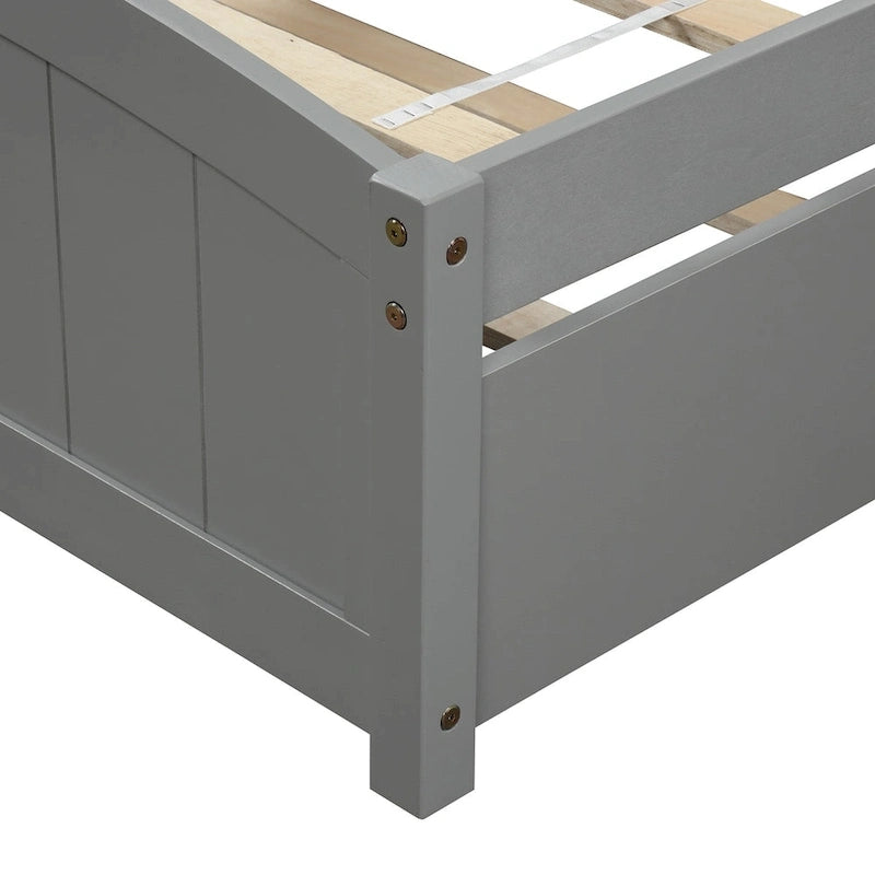Cama doble de plataforma de pino blanco con nido y cabecero – para 1