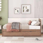 Cama plataforma doble gris/nogal/blanco envejecido con cama nido - Capacidad para 2 personas