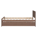 Cama plataforma doble gris/nogal/blanco envejecido con cama nido - Capacidad para 2 personas