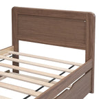 Cama plataforma doble gris/nogal/blanco envejecido con cama nido - Capacidad para 2 personas