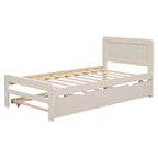 Cama plataforma doble gris/nogal/blanco envejecido con cama nido - Capacidad para 2 personas