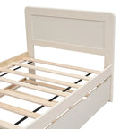 Cama plataforma doble gris/nogal/blanco envejecido con cama nido - Capacidad para 2 personas