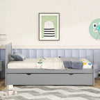 Cama plataforma doble gris/nogal/blanco envejecido con cama nido - Capacidad para 2 personas
