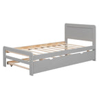 Cama plataforma doble gris/nogal/blanco envejecido con cama nido - Capacidad para 2 personas