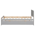 Cama plataforma doble gris/nogal/blanco envejecido con cama nido - Capacidad para 2 personas