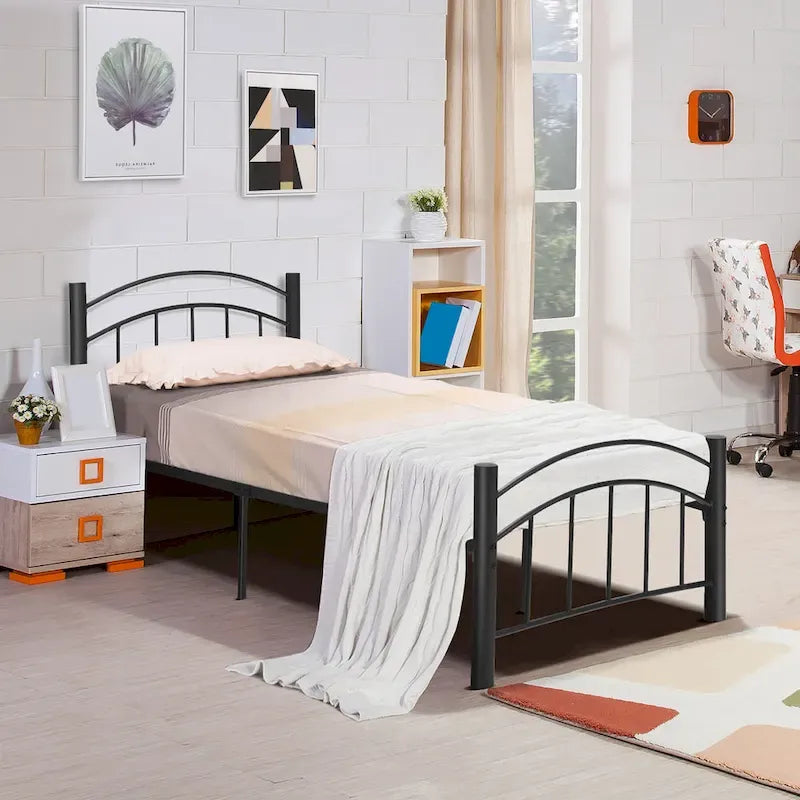 Estructura de cama de metal negro – Individual / Matrimonial, 1 persona