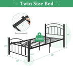 Estructura de cama de metal negro – Individual / Matrimonial, 1 persona