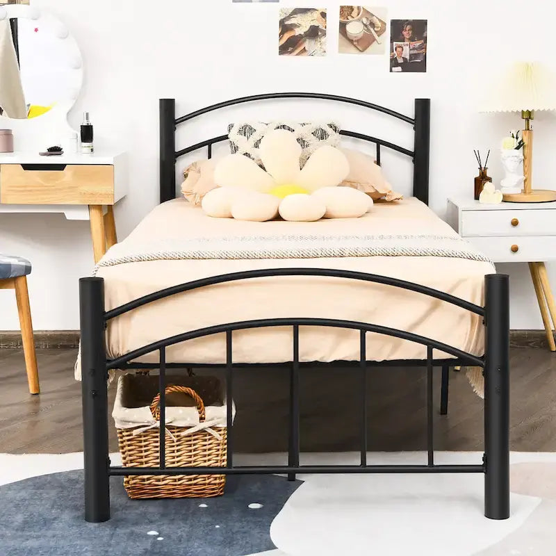 Estructura de cama de metal negro – Individual / Matrimonial, 1 persona
